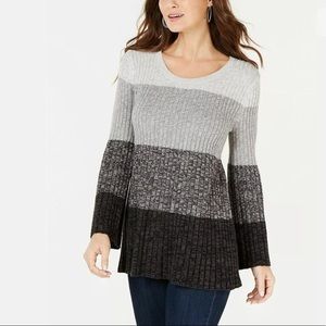 STYLE &CO Sweater Marled Bellsleeve Tunic Med Gray